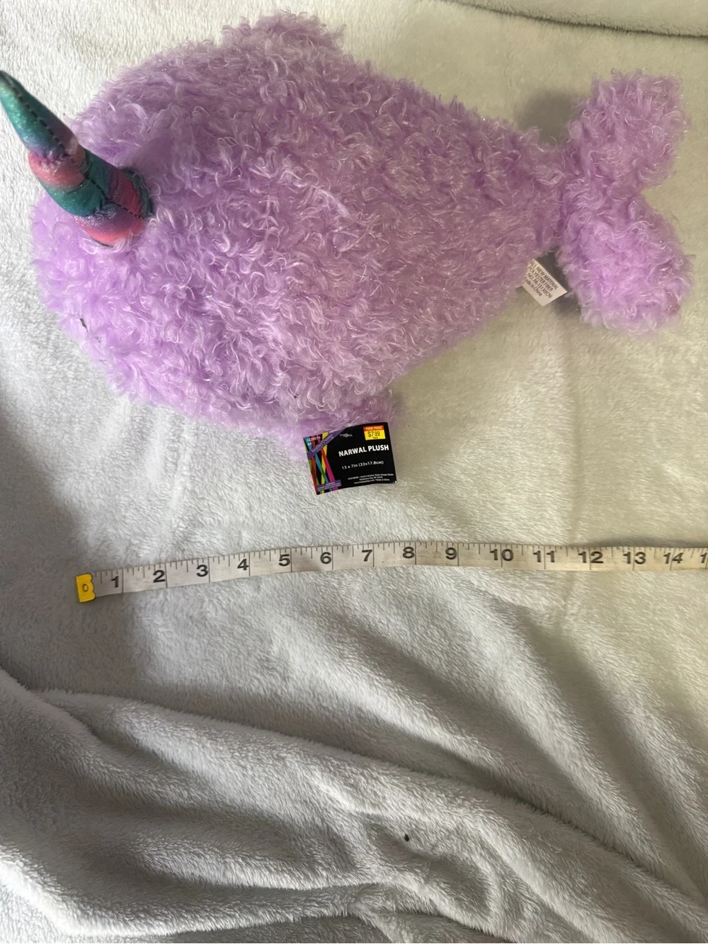 Brother Sister Design Purple Narwhal Plush Rainbow Horn NWT